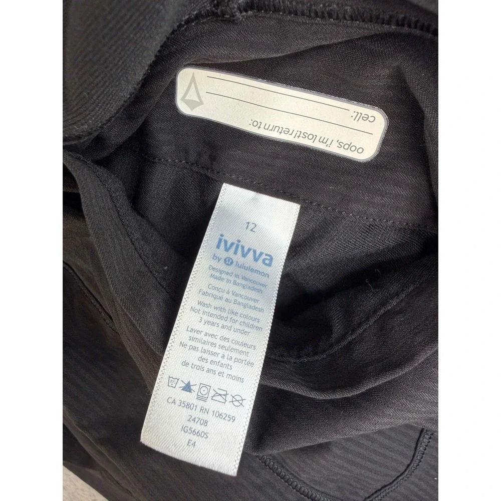 Ivivva by Lululemon Dance Studio Live to Move Pants Girls 12 Black Roll Up Cuffs